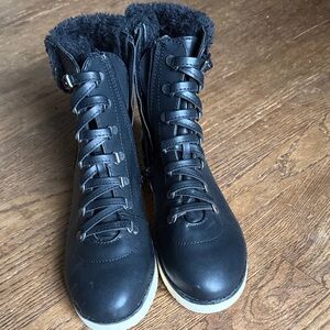Women's Black Fur-edged Boots